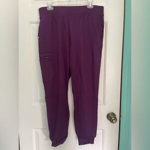 Jaanuu Dark Amethyst Rubi 6 Pocket Slim Scrub Jogger Petite Large New With Tags